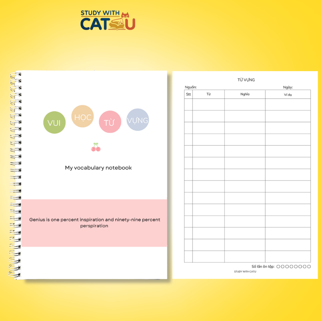 Sổ ghi từ vựng tiếng anh Layout khoa học study with catu Sổ siêu ghi nhớ từ vựng (B5)