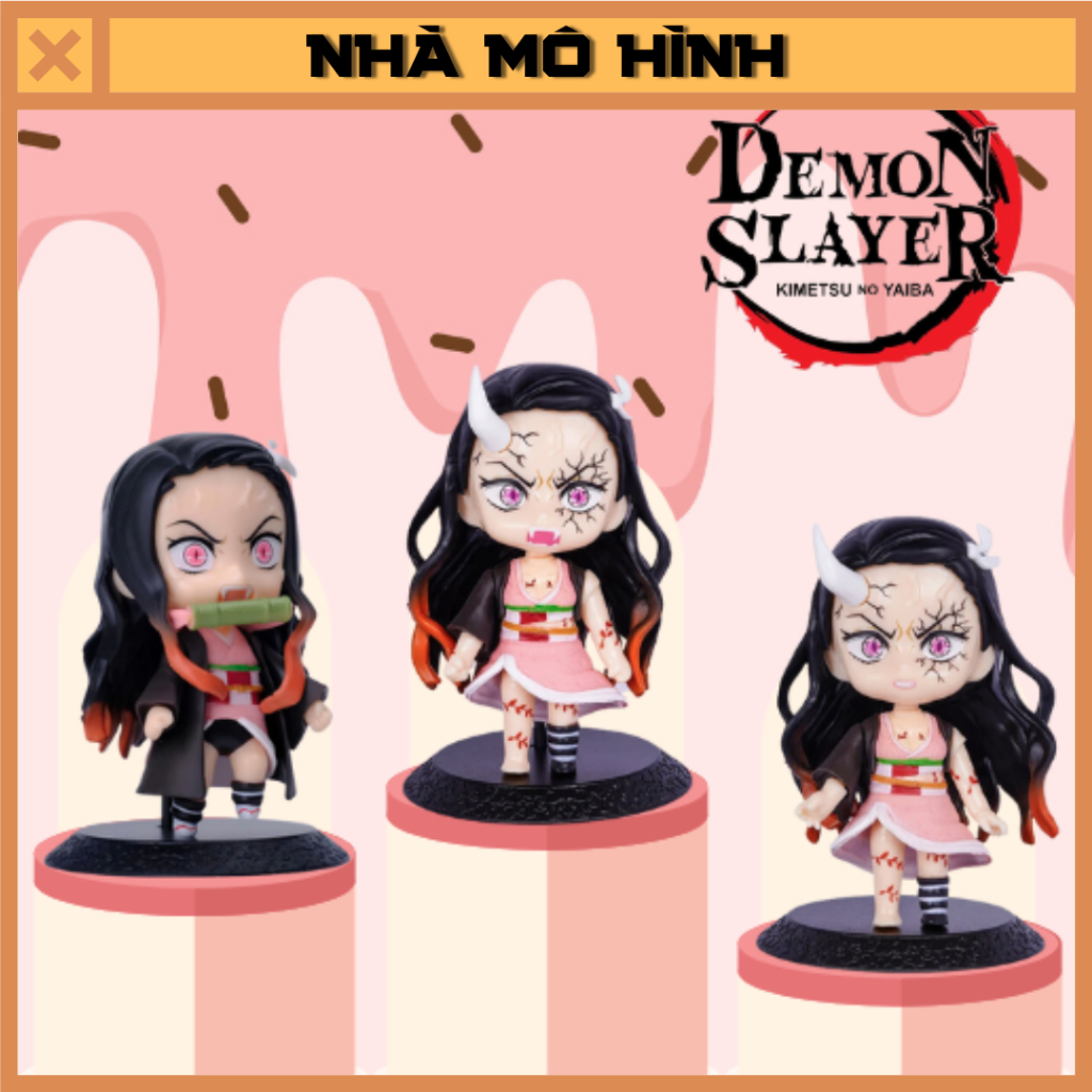 Mô hình 10 nhân vật Tanjiro Nezuko Zenitsu Inosuke Kimetsu No Yaiba Thanh gươm diệt quỷ Shinobu Mits