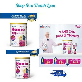   HSD T7-2027  Sữa Bột Nutricare Hanie Kid 0+  1+  2+ 800g 850g Cho Trẻ Biếng Ăn Suy Dinh Dưỡng. 