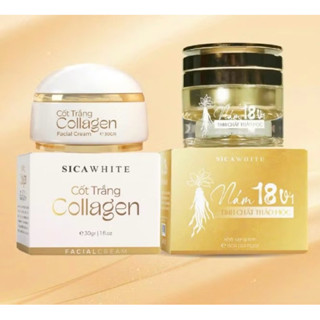 COMBO KEM NGÀY ĐÊM CỐT TRẮNG COLLAGEN VÀ NÁM 18 VỊ THẢO MỘC TẶNG SERUM MESO