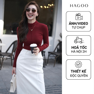 Áo thun cổ lọ dài tay HAGOO 5 màu Đỏ/ Đen/ Ghi / Trắng/ Vàng/ Nâu ôm body [ A483 ]