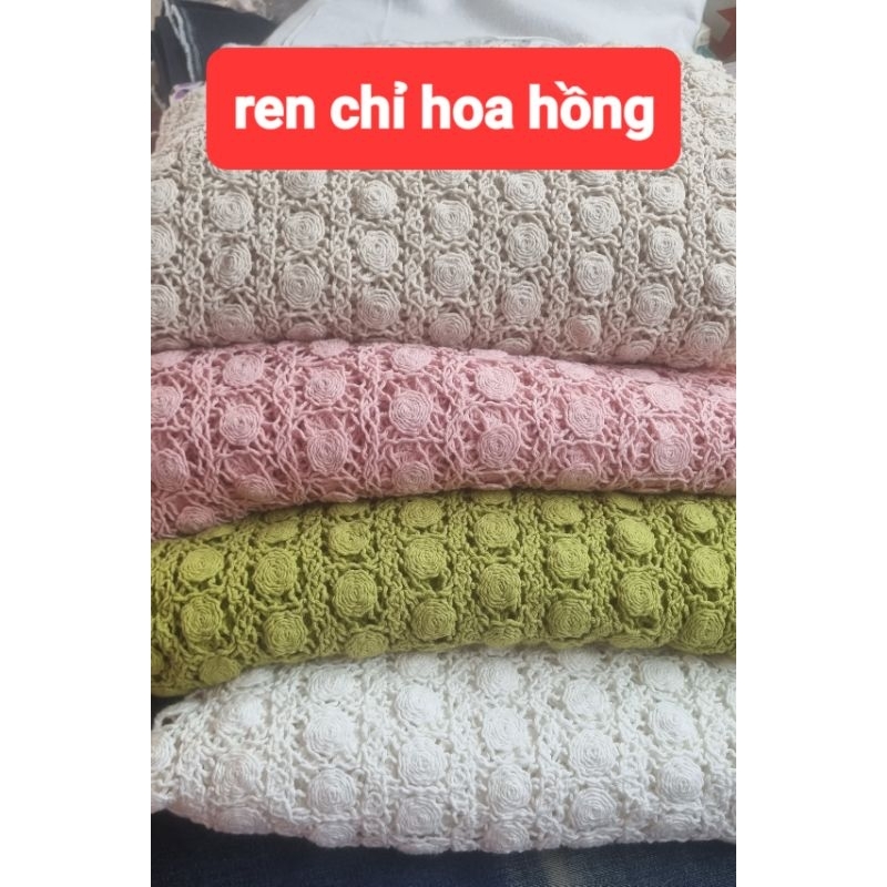 vải ren lưới chỉ (hoa hồng)