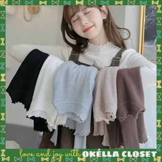 Áo len tăm nữ CỔ SÓNG nhiều màu, áo len nữ giữ nhiệt Okélla (Hàng QC dày dặn)