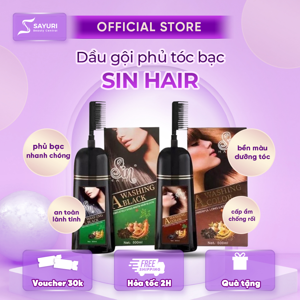 Dầu Gội Phủ Bạc SIN HAIR Nhật Bản - SIN HAIR Dầu Gội Phủ Bạc, Đổi Màu Tóc, Thảo Dược Dưỡng Tóc Chắc 
