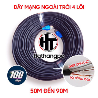 Dây cáp mạng lan ngoài trời bấm sẵn 50m 55m 60m 65m 70m 75m 80m 85m 90m có dây thép chịu lực