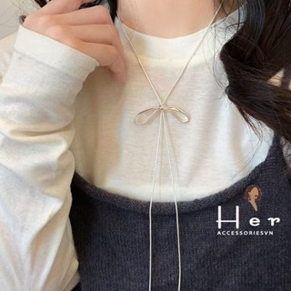 Vòng cổ hình nơ dáng dài phong cách Hàn Quốc, Dây chuyền nữ có thể điều chỉnh thời trang cho nữ Her Accessories C99