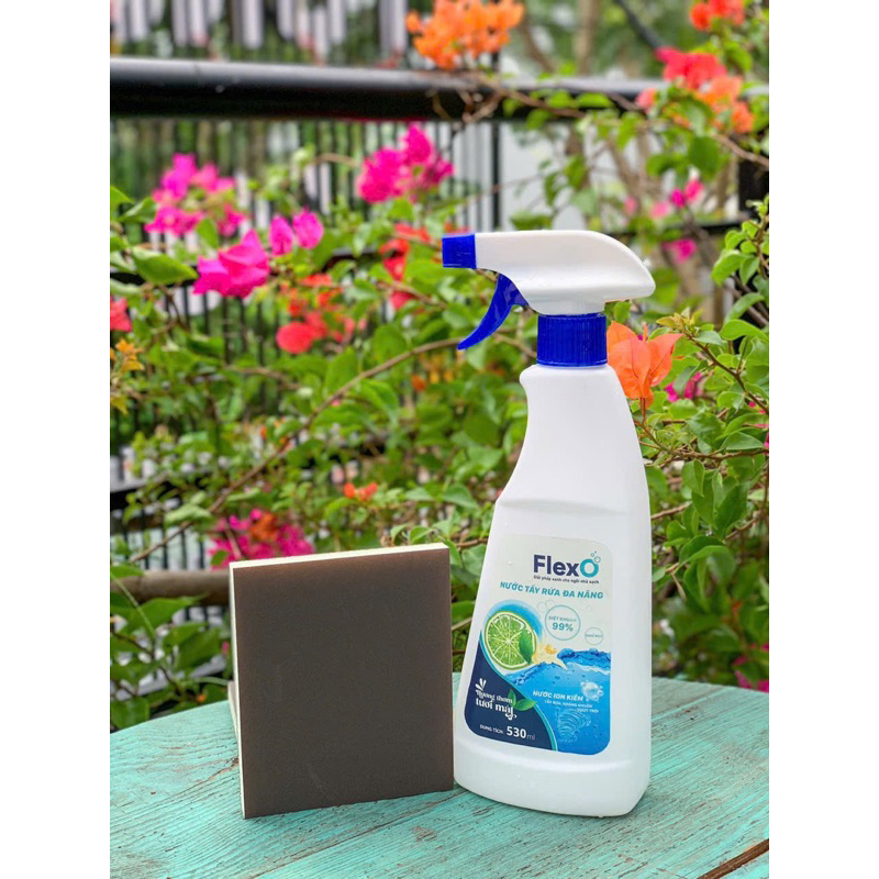 Nước Tẩy Rửa ion Kiềm FlexO pH 12.5 Tẩy Đa Năng Siêu Sạch Mọi Vết Bẩn Chai 530ml