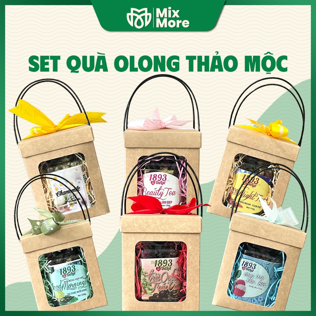 (Hỏa tốc) Set trà hoa, thảo mộc, olong 1893 Đà Lạt quà tặng tốt sức khỏe cho người thương (Tết, 8/3,