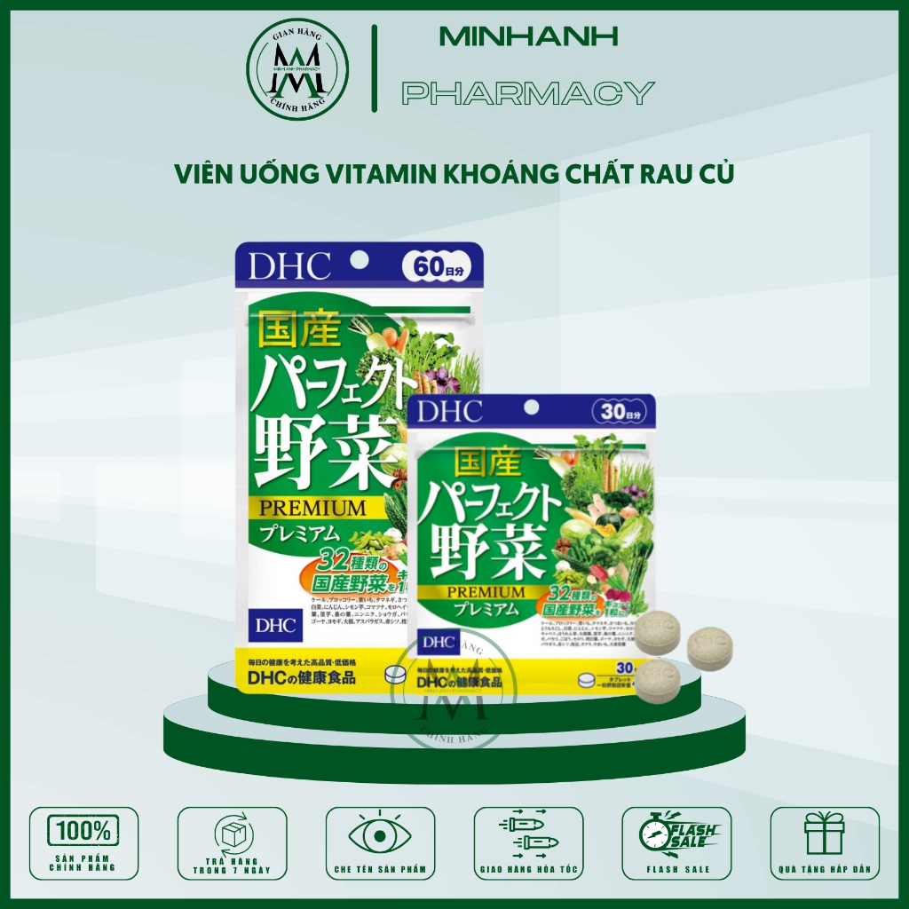 Viên uống rau củ quả DHC Nhật Bản bổ sung các vitamin cần thiết cho cơ thể giúp mang đến làn da trắng sáng mịn màng