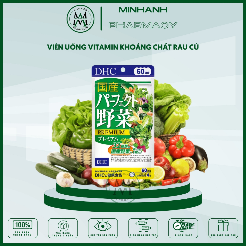 Viên uống rau củ quả DHC Nhật Bản bổ sung các vitamin cần thiết cho cơ thể giúp mang đến làn da trắng sáng mịn màng