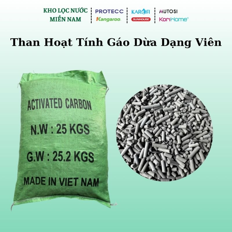Than Hoạt Tính Dạng Trụ - Than Viên - Dùng Lọc Nước Máy, Nước Giếng, Khử Mùi, Lọc Hồ Cá