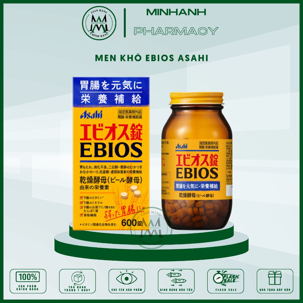 Viên Uống Men Tiêu Hóa Khô Ebios Asahi Nhật Bản hỗ trợ tiêu hóa tốt hơn giảm đầy hơi khó tiêu rối loạn tiêu hóa