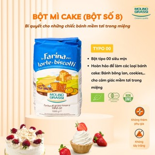 Bột mì hữu cơ Molino Grassi Bột số 8, số 11, 13 (cake, đa dụng, manitoba, nguyên cám)