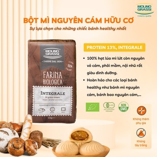 Bột mì hữu cơ Molino Grassi Bột số 8, số 11, 13 (cake, đa dụng, manitoba, nguyên cám)