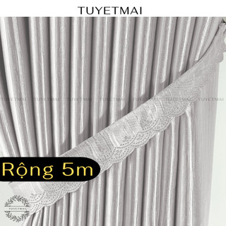  TM19 size lớn - Rèm cửa mẫu mới chất vải dày tạo sóng rèm đẹp - Màu trắng xám 