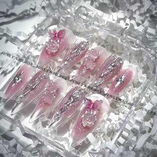 Nail Box Thiết Kế Móng Tay Giả Hoa Hồng Cô Dâu, Đi Tiệc Siêu Sang Mã 390