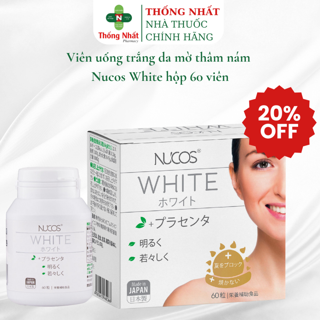 TPBVSK Viên Uống Trắng Da Nucos White Hỗ Trợ Mờ Thâm Nám Sáng Da Chống Nắng Hộp 60 viên