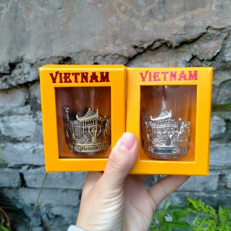 Ly thuỷ tinh bọc Đồng  hình ảnh Việt Nam lưu niệm Việt Nam - Quà tặng lưu niệm (magnet việt nam)