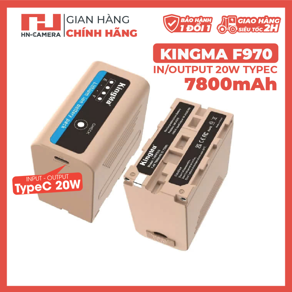 Pin Kingma NP F970 dung lượng 7800mAh cổng TypeC ( BẢN MỚI NHẤT)
