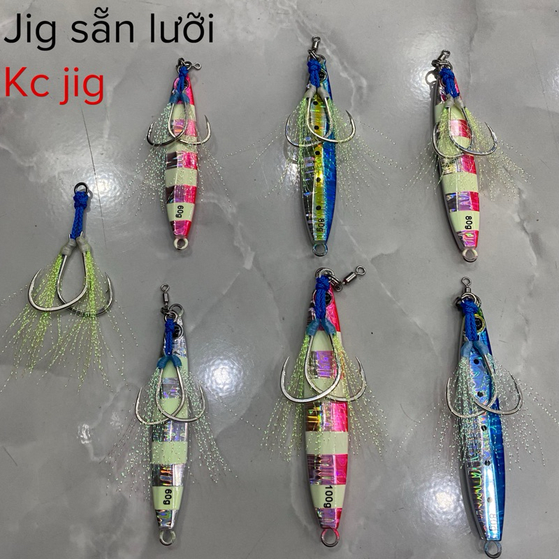 Mồi câu cá jig light sẵn lưỡi,shore jig 35-> 100g