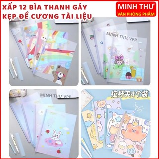   SỈ   Xấp 12 bìa cây gáy A4 bìa kẹp tài liệu A4 nhiều mẫu dễ thương kẹp tài liệu học sinh   bìa thanh gáy-MINH THƯ VPP 