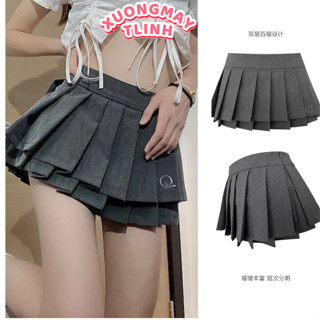  Chân váy xếp ly 2 lớp chữ Q dáng xoè thiết kế lưng cao tôn dáng chất liệu ruby đẹp mã mới 2023 