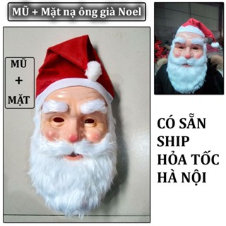    SẴN - HỎA TỐC  Mặt nạ ông già Noel Mặt nạ Halloween Mũ ông già Noel Mũ giống nhau Mặt nạ ông già râu trắng 313644 