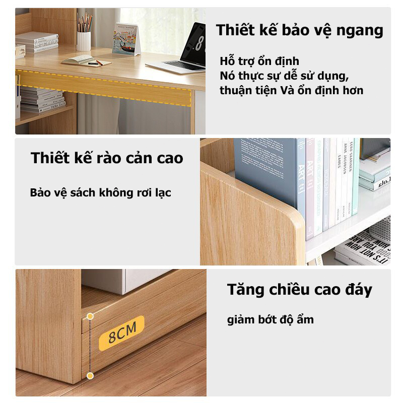 HUHU Bàn vi tính văn phòng kèm kệ sách gỗ có hộc+ hộc làm việc cao cấp hiện đại | BigBuy360 - bigbuy360.vn