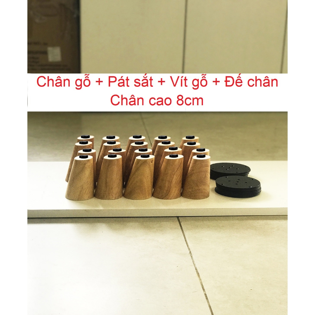 CHÂN GỖ 8CM - COMBO 20 CHÂN ĐÃ SƠN PU (THẲNG/ XÉO) - PHÍ SHIP RẺ