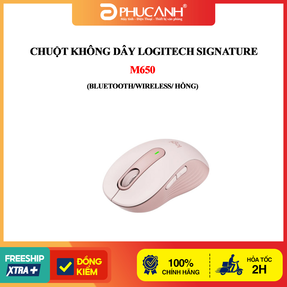Chuột không dây Logitech Signature M650 (Bluetooth/Wireless/ Hồng)