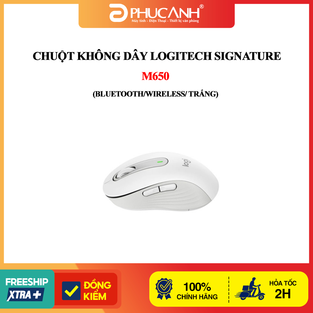 Chuột không dây Logitech Signature M650 (Bluetooth/Wireless/ Trắng)