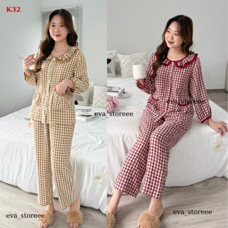 K32 Đồ bộ pijama dài tay quần có túi kẻ caro cao cấp mềm mịn, mát khi mặc Giảm 20%