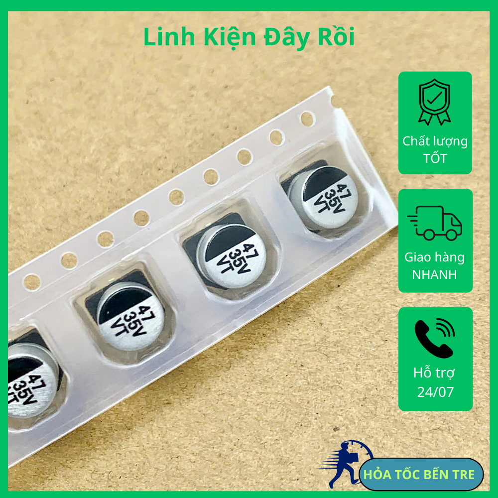 10 cái tụ điện nhôm SMD 35V 47uF 35V47uF 6x5mm