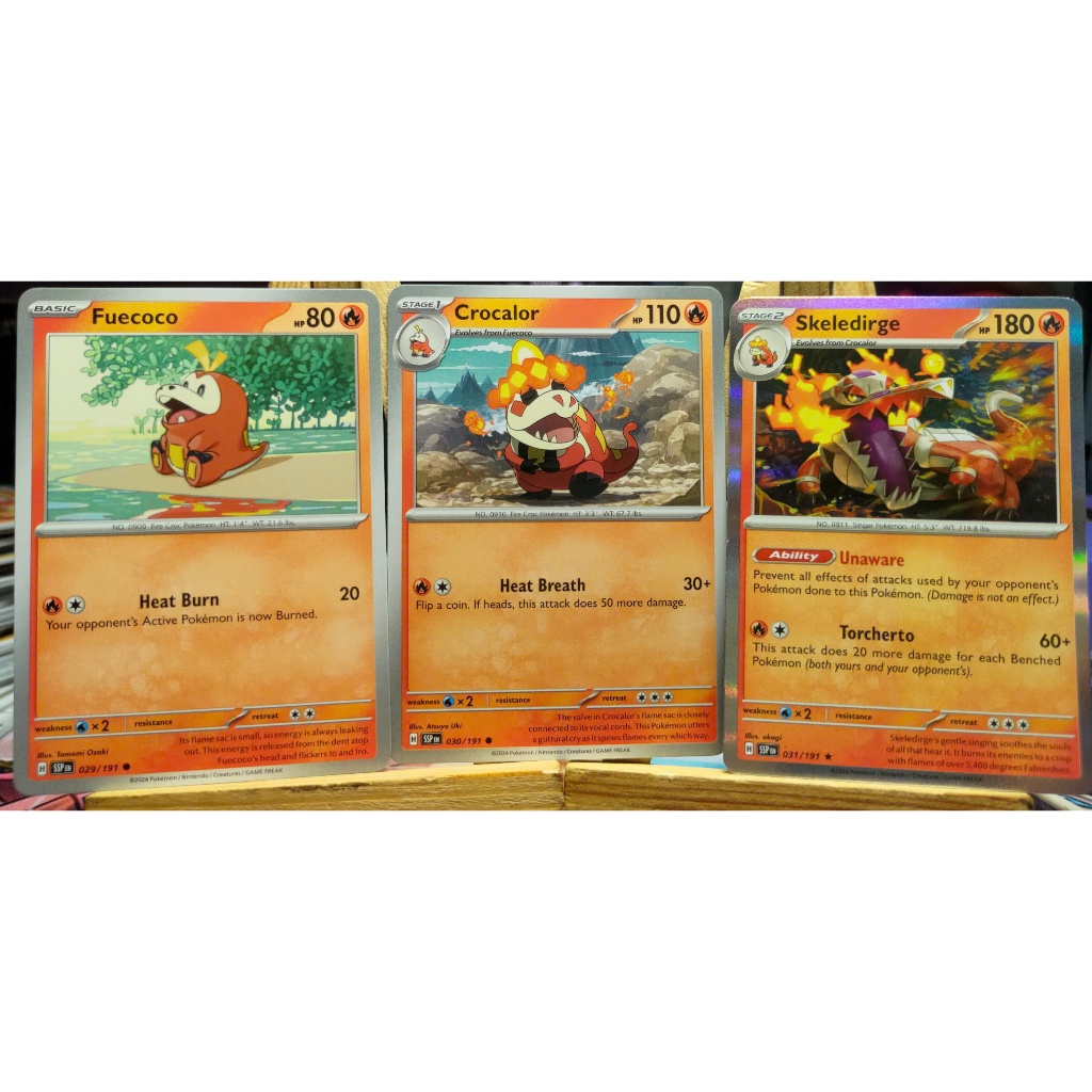 [KW2 Pokemon] [EN] Combo 3 Thẻ Fuecoco 029/191 Crocalor 030/191 Skeledirge 031/191 - SSPEN