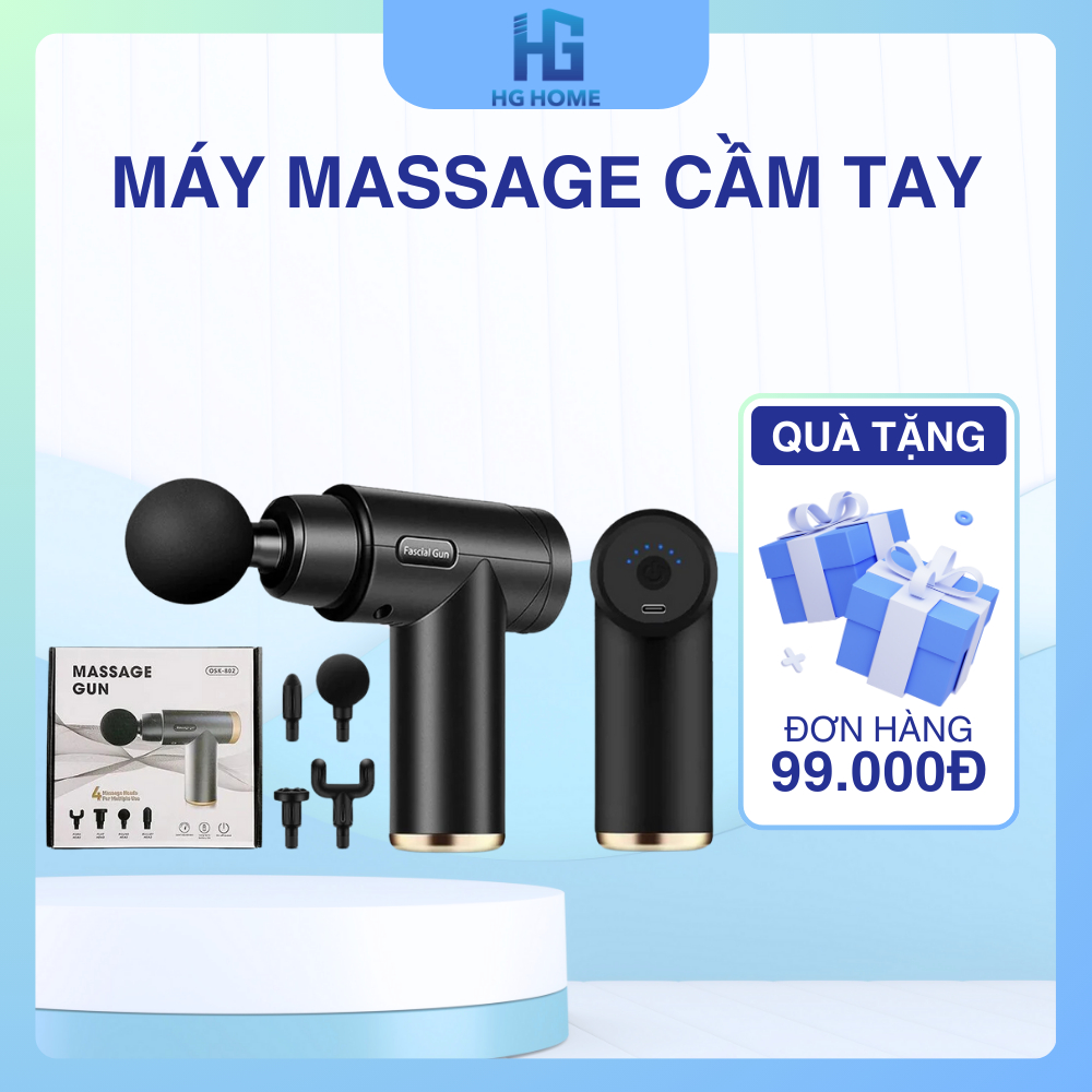 Máy Massage Cầm Tay HGHOME Đấm Lưng Mát Xa Trị Liệu Cổ Vai Gáy 4 Đầu Máy Kèm 6 Chế Độ Phù Hợp