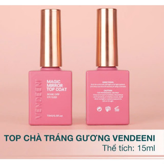 Top bóng chà tráng gương Vendeeni chính hãng 15ml - Sơn gel top coat bám bột tráng gương bền màu móng nail chuyên dụng