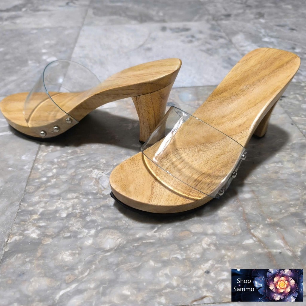 Guốc Gỗ Guốc Mộc Cao 9 Phân Đế Vuông ( Có đóng thêm đế cao su )