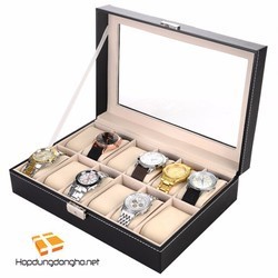 [Rẻ Bất Ngờ]Hộp đựng đồng hồ 12 ngăn bọc da nhập khẩu cao cấp sang trọng Hộp bảo quản đồng hồ