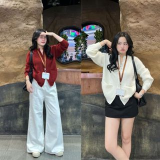  Áo cardigan khoác len 2 túi vuông kéo khoá 2 đầu thanh lịch- Junboy 7703 _P3K6 