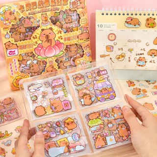 Hộp 100 tấm sticker Capybara Labubu, Kuromi Babythree  sticker trang trí dán tập vở, bình nước, bút nước thiết kế đẹp