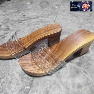 Guốc Gỗ Guốc Mộc Cao 6 Phân, 8 Phân Quai Lụa ( đế cao su 2 lớp  )