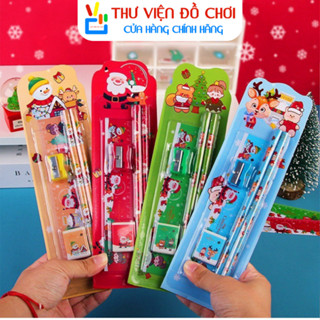  Bộ dụng cụ học tập 5 chi tiết chủ đề giáng sinh đồ dùng học tập dễ thương cute làm quà noel cho bé 