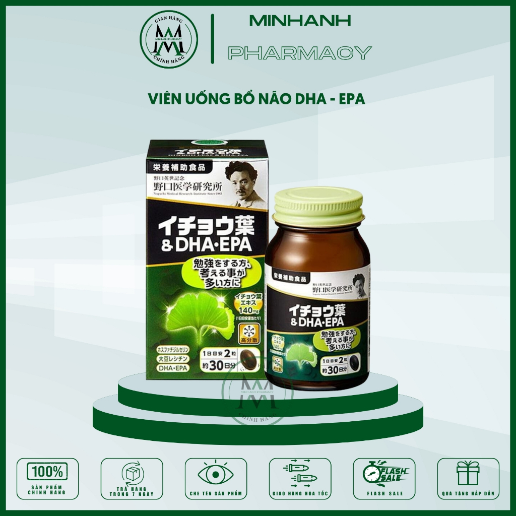 Viên uống bổ não DHA EPA Ginkgo Noguchi Nhật Bản