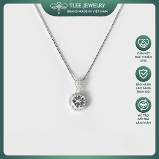  Dây chuyền bạc nữ TLEE mặt đá tròn nạm đá cao cấp TLEE JEWELRY D0157 