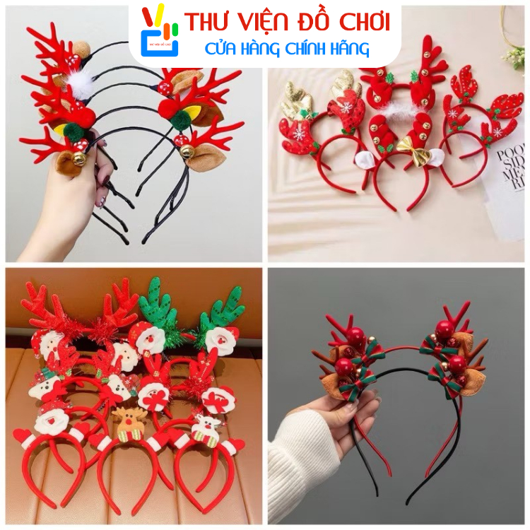 Bờm tóc giáng sinh noel phát sáng, bờm sừng noel, kẹp tóc, kính noel quà tặng giáng sinh cho các bé 