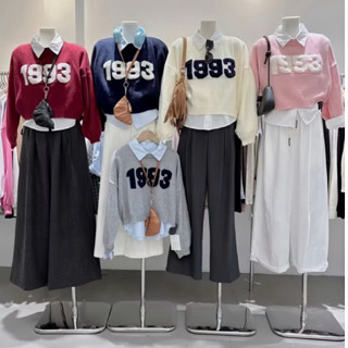 Set áo sơ mi kèm áo len chữ hàng Qc dày dặn