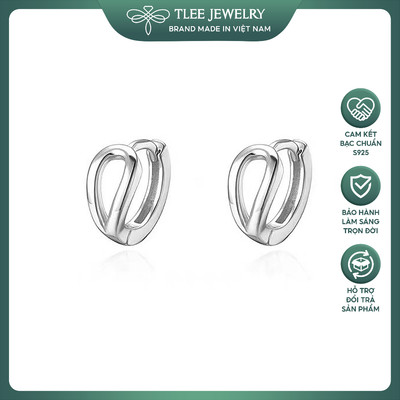 Khuyên tai bạc nữ TLEE chốt bấm hai tầng trơn lạ mắt TLEE JEWELRY B0158