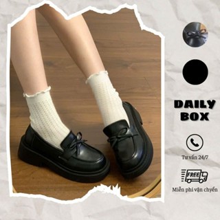 [CÓ SẴN - HỎA TỐC] Giày Lười Loafer Đính Nơ Thanh Lịch Đáng Yêu Phong Cách Nữ Sinh Nhật Hàn