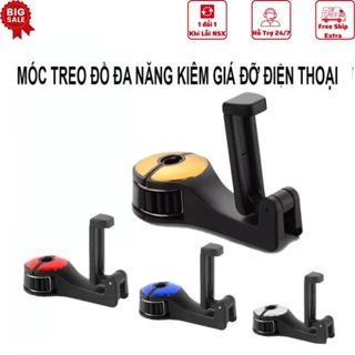 Móc treo đồ trong xe Ô Tô kiêm kẹp đỡ điện thoại cài tựa đầu sau ghế ô tô, xe hơi( số lượng 1 chiếc)