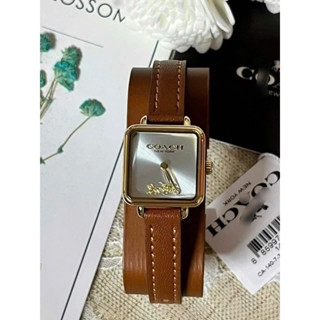  Đồng hồ Coach mặt vuông dây da xuất dư full box có sẵn 